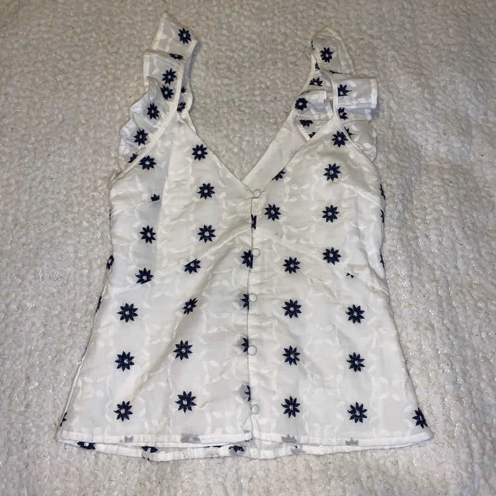 White tank top with blue flowers